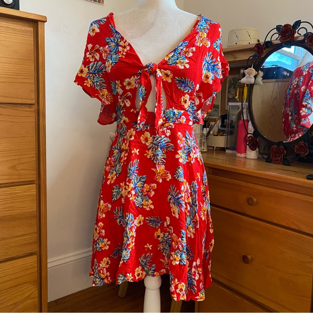 Brave Soul Red Floral Mini Dress